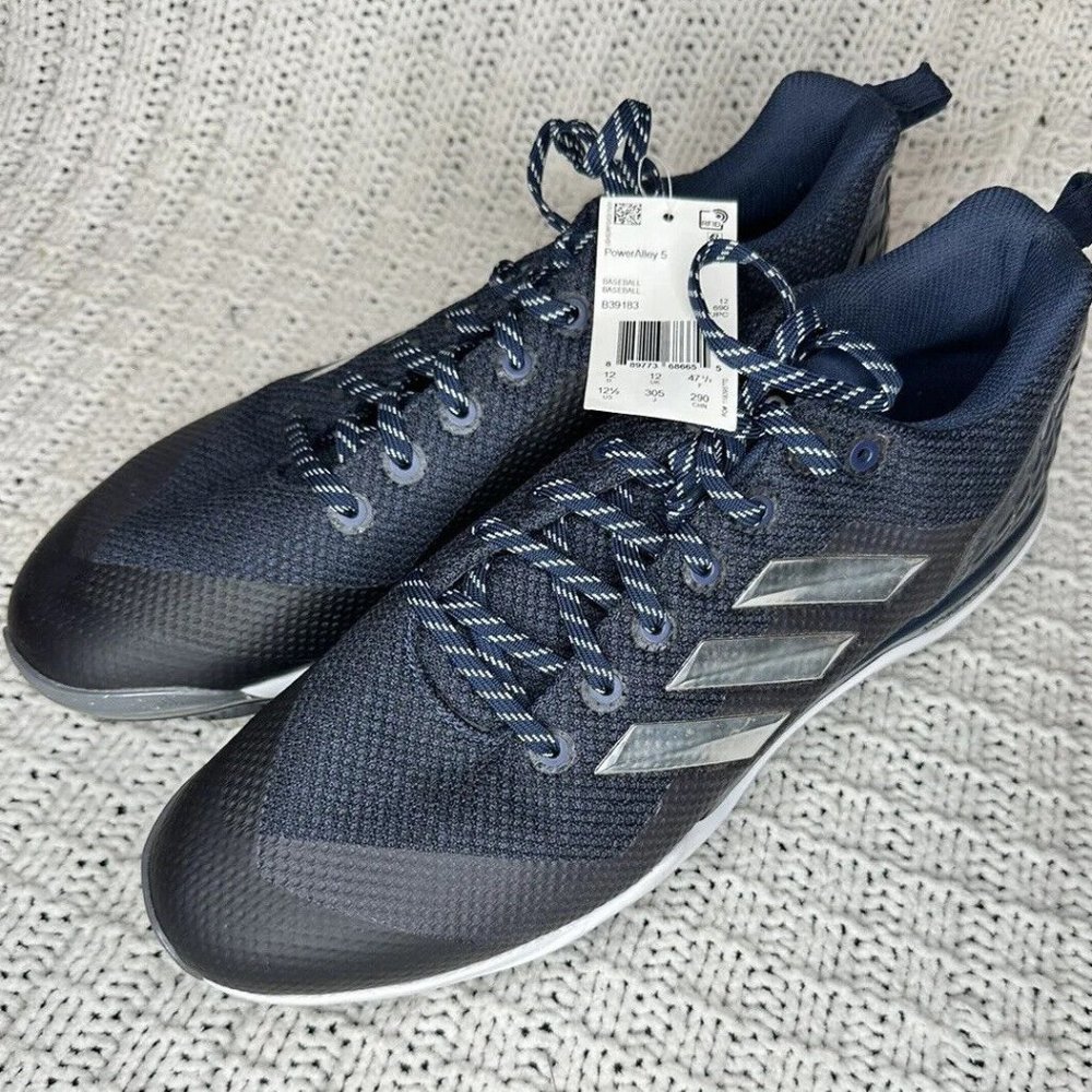 NEW Without Box Men's Adidas PowerAlley 5 Baseball Metal Cleats Black Size 12.5